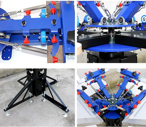 4 Color 4 Station Screen Printing Machine Screen & Platen Rotating Micro-Registration Screen Printing Press Equipment