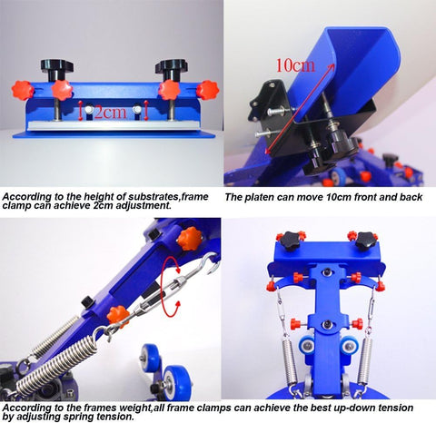 4 Color 4 Station Screen Printing Machine Screen & Platen Rotating Micro-Registration Screen Printing Press Equipment