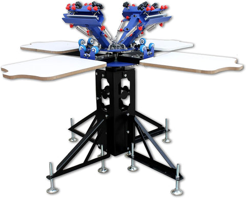 4 Color 4 Station Screen Printing Machine Screen & Platen Rotating Micro-Registration Screen Printing Press Equipment
