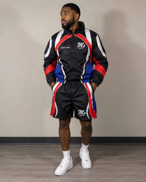 Millionaire Grind - Heavyweight Embroidered Windbreaker & Shorts set.