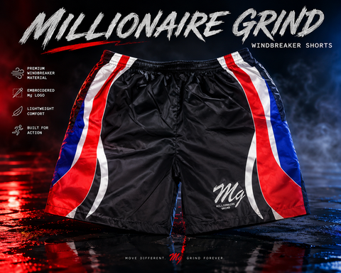 Millionaire Grind - Heavyweight Embroidered Windbreaker & Shorts set.