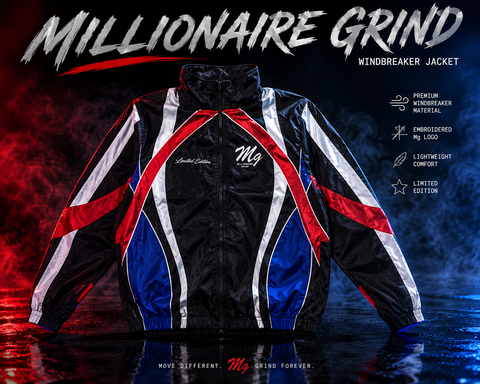 Millionaire Grind - Heavyweight Embroidered Windbreaker & Shorts set.