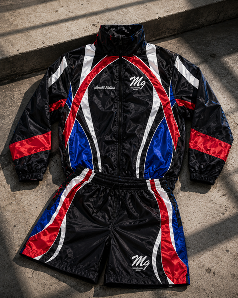 Millionaire Grind - Heavyweight Embroidered Windbreaker & Shorts set.