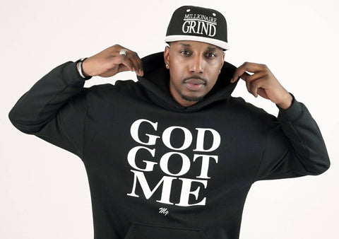 God Got Me Hoodie - (Black / White)